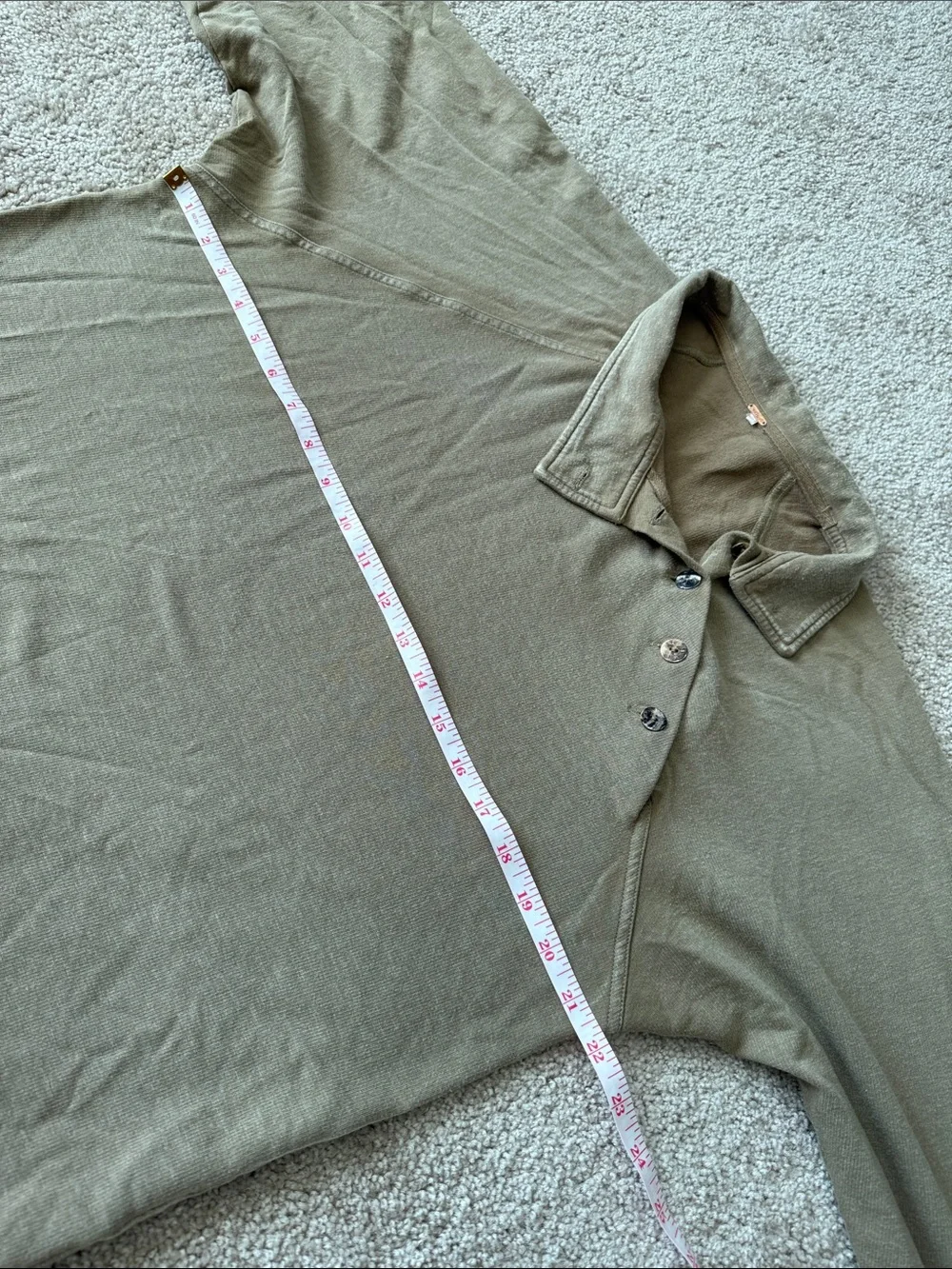 Free People Green Asymmetrical Pullover Henley Sweatshirt